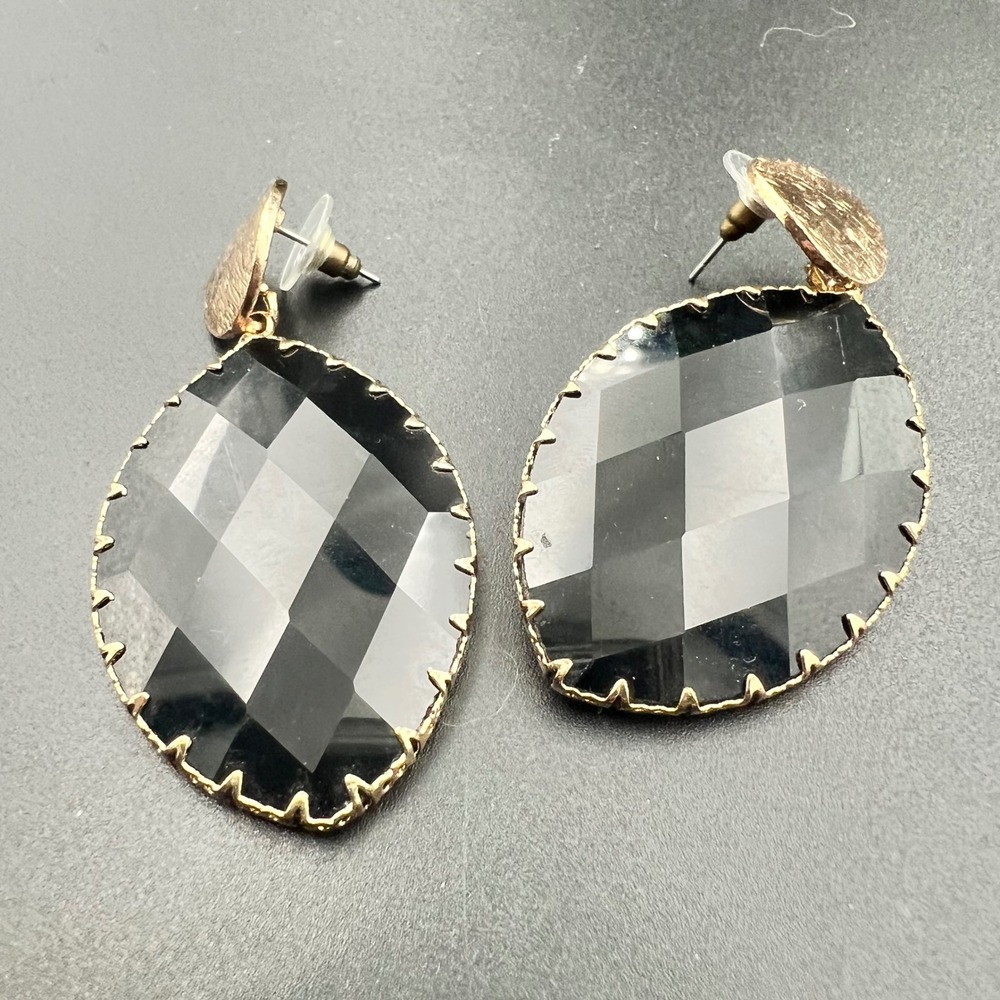 Faceted Drop Earrings OS‎ Black Gold Excellent